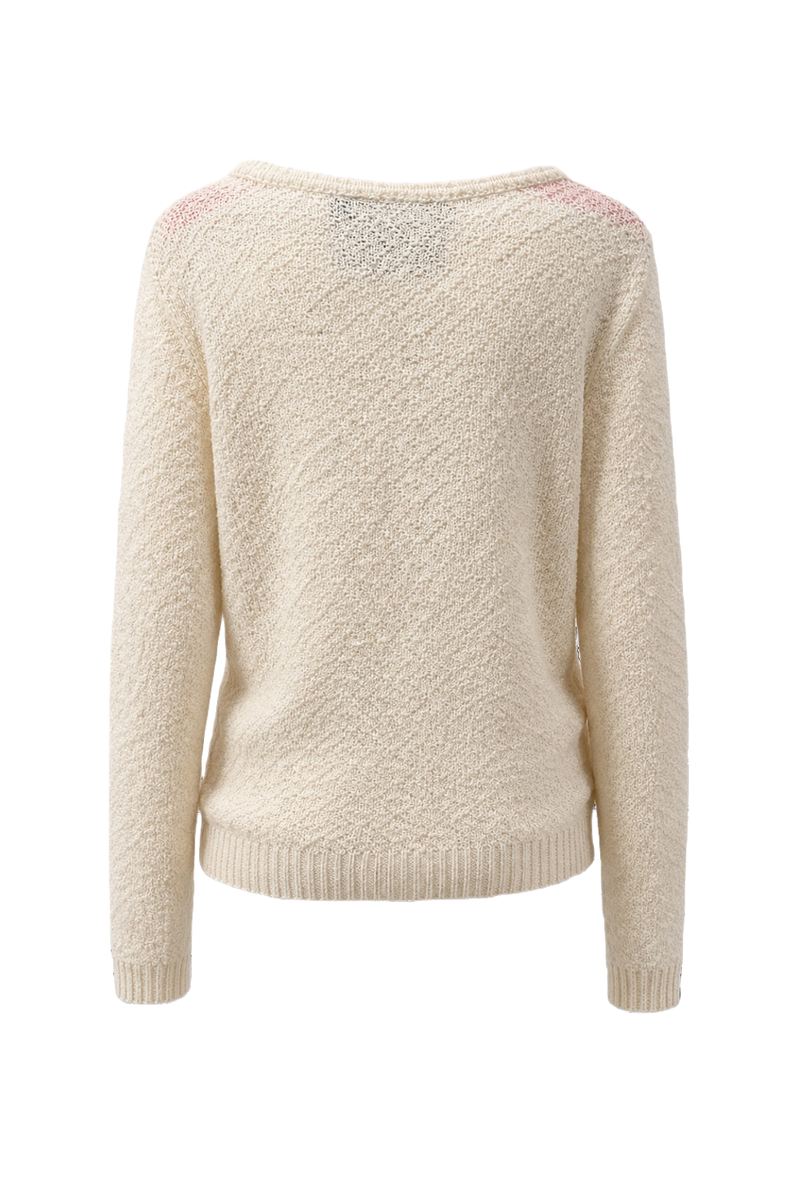 1980s Cream White Knit Sweater - Back View