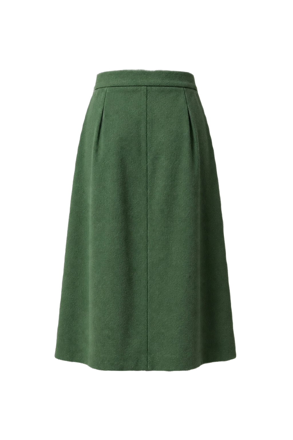1970s Green Wool Midi Skirt - Back View