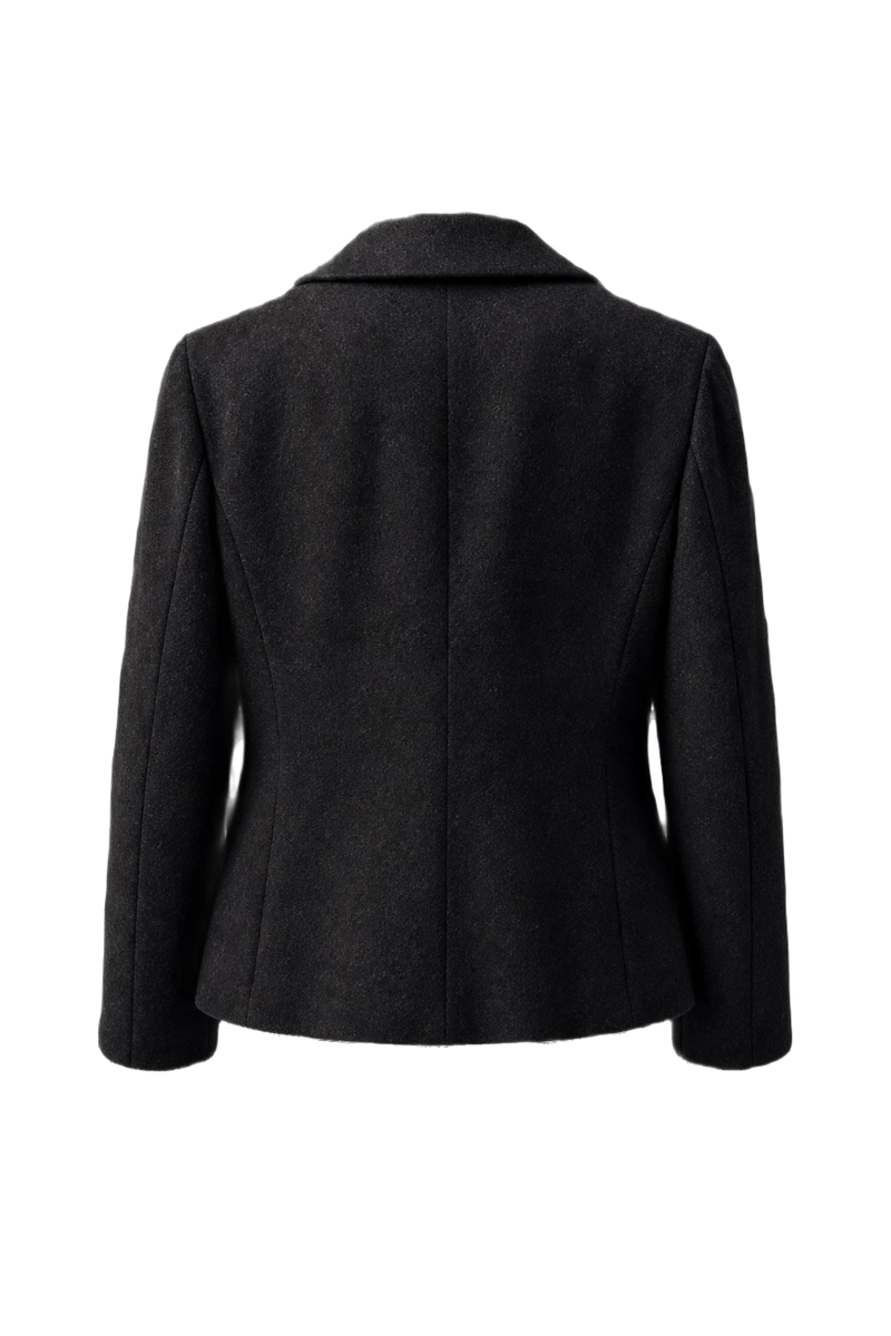 1990s Charcoal Grey Wool Blend Blazer - Back View