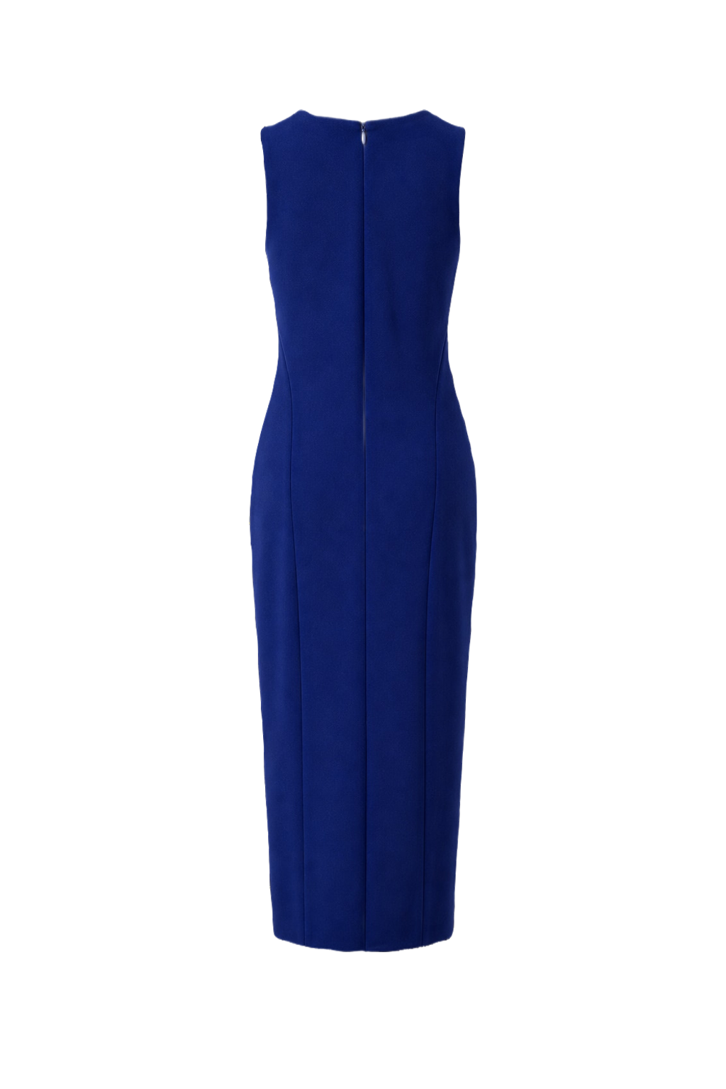 1990s Royal Blue Polyester Blend Midi Dress - Back View
