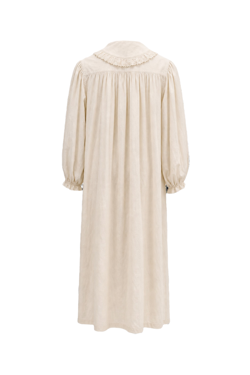 1970s Cream Cotton Maxi Dress - Back View