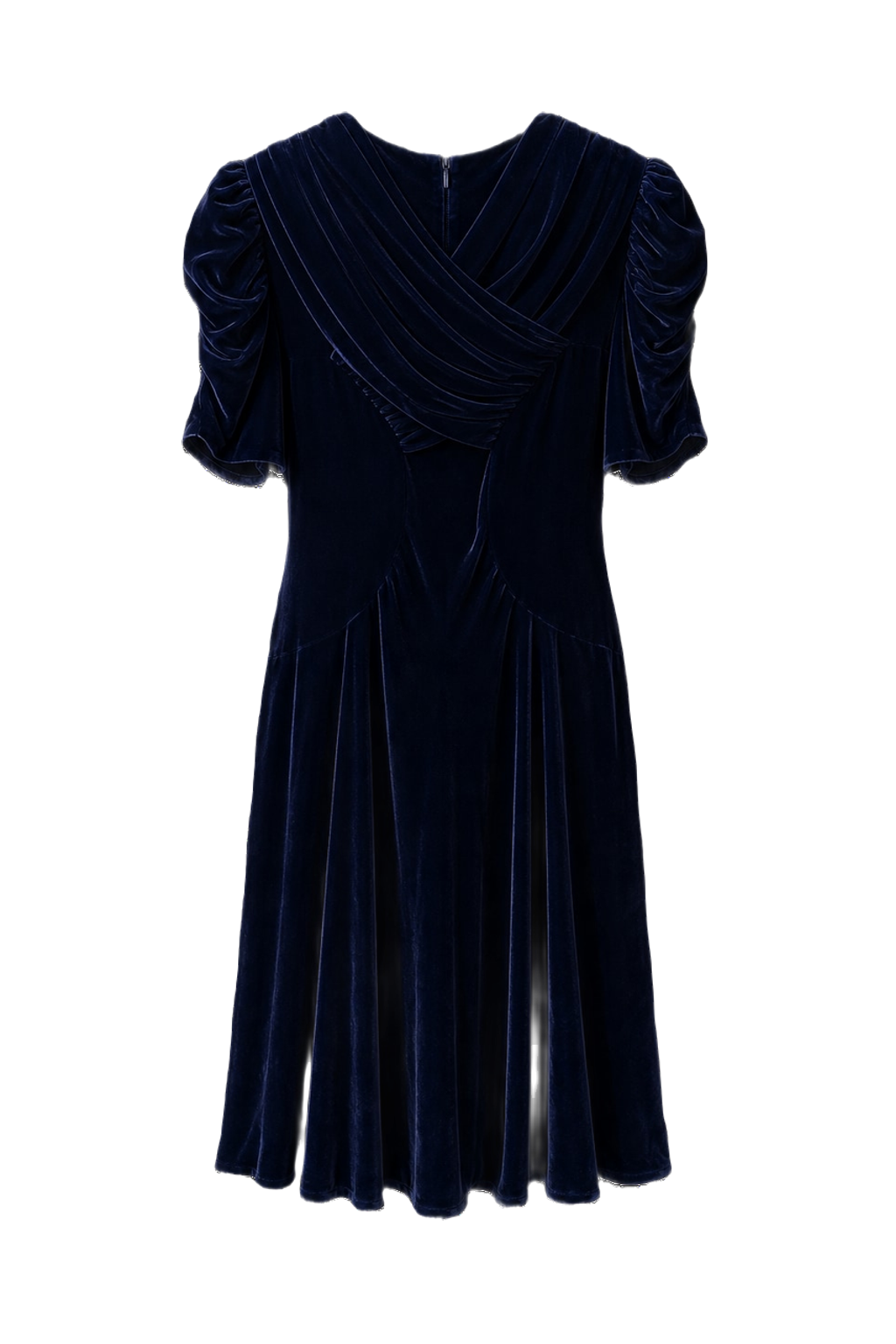 1950s Navy Blue Velvet Dress - Back View