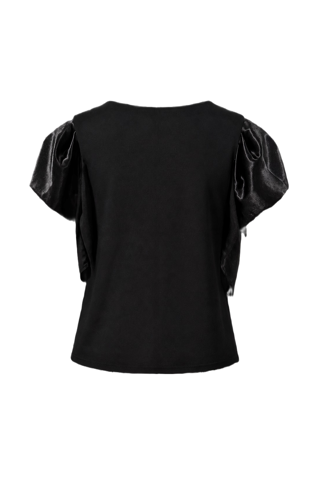 1980s Black Polyester Blouse - Back View