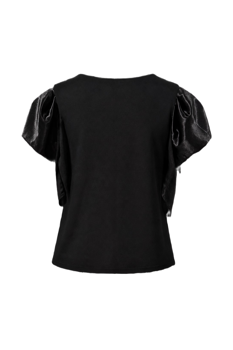 1980s Black Polyester Blouse - Back View