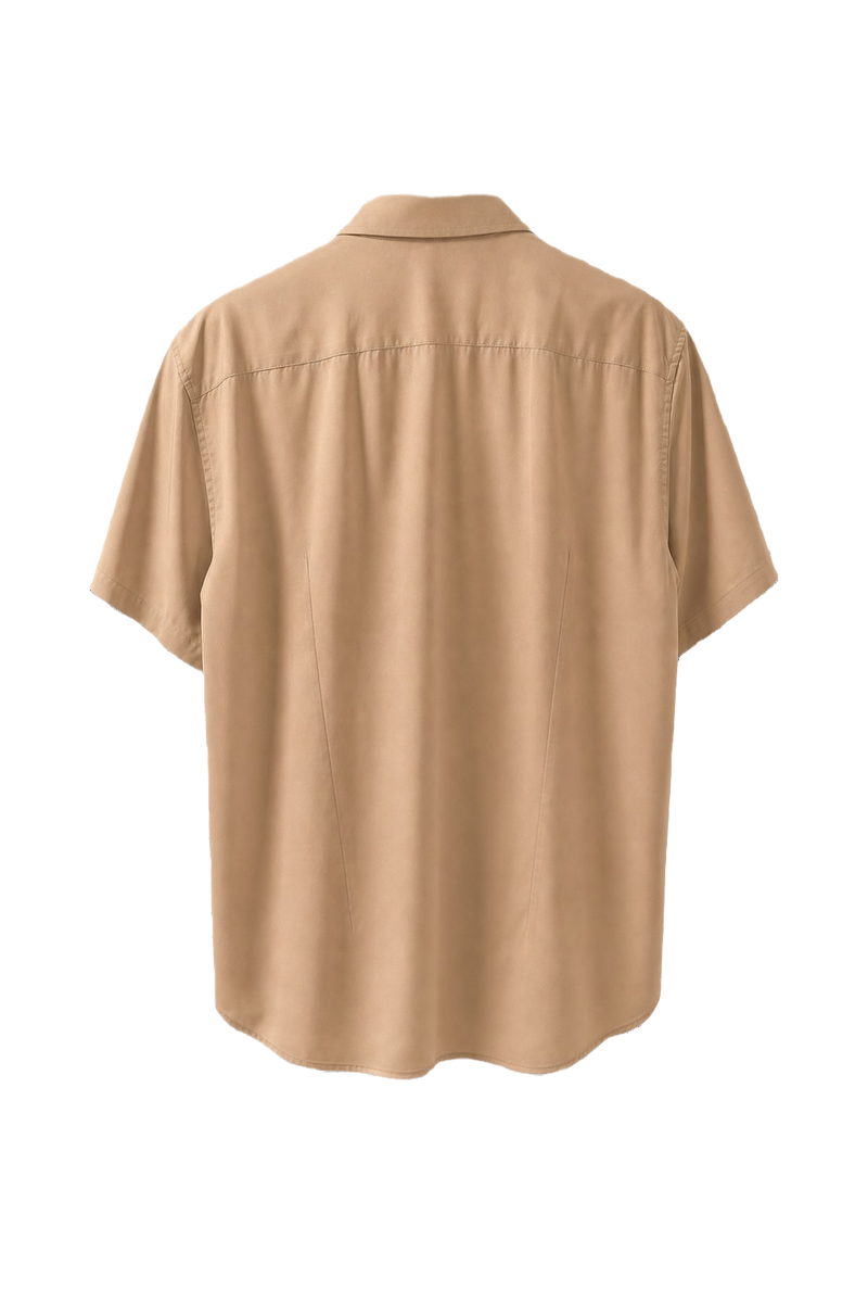 1980s Beige Cotton Blend Shirt - Back View