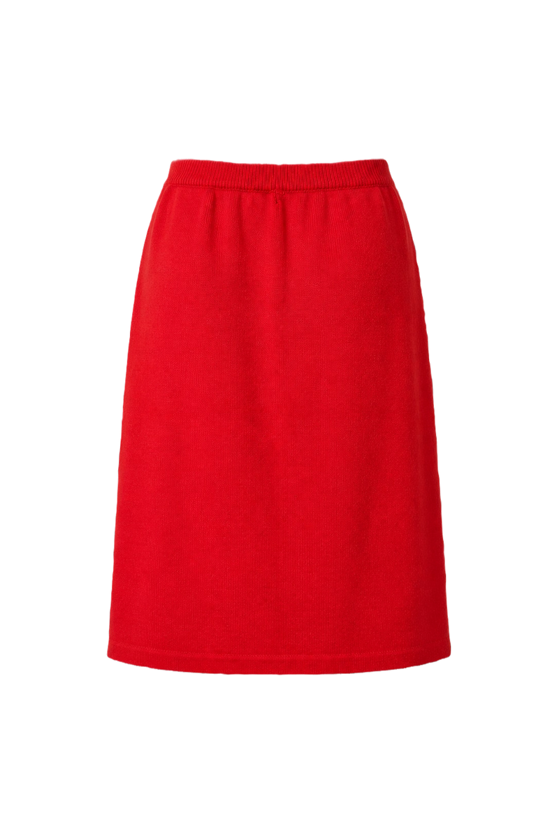 1980s Bright Red Acrylic Skirt - Back View