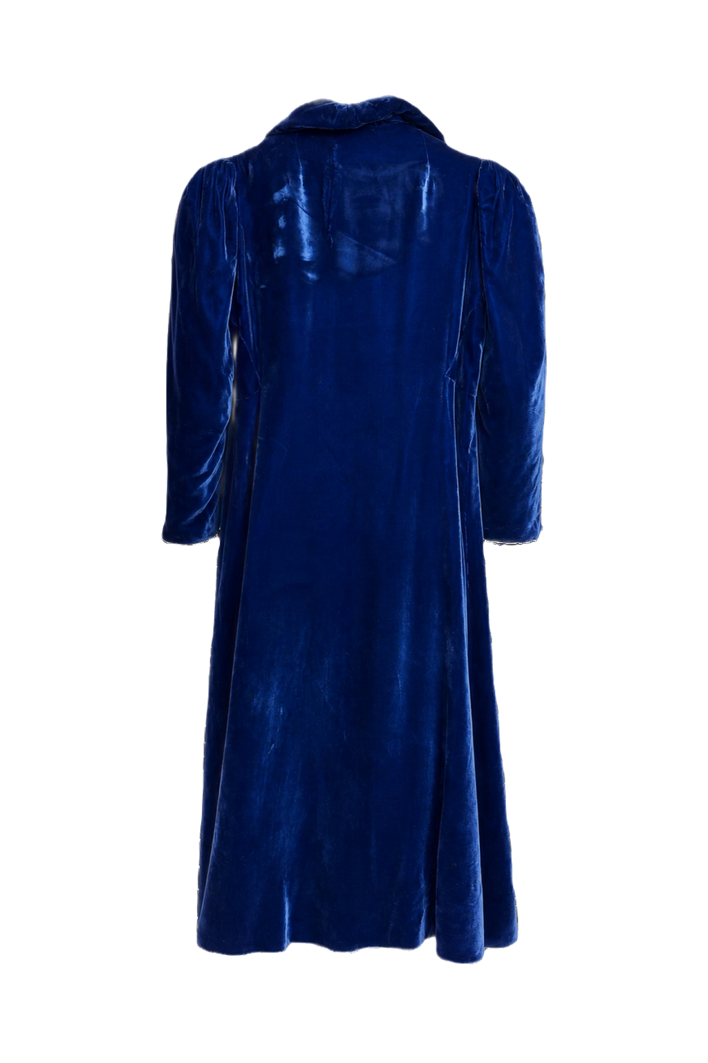1950s Deep Blue Velvet Coat - Back View