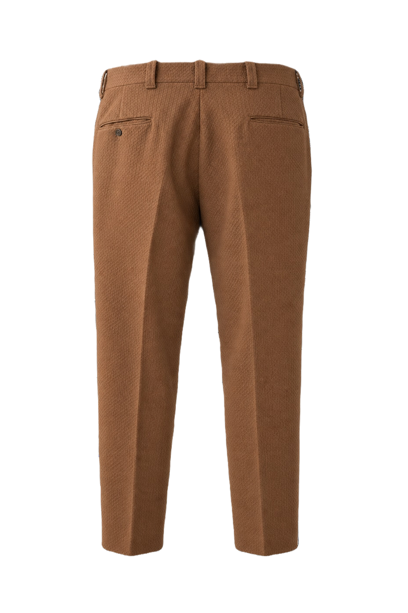 1970s Camel Cotton Blend Trousers - Back View