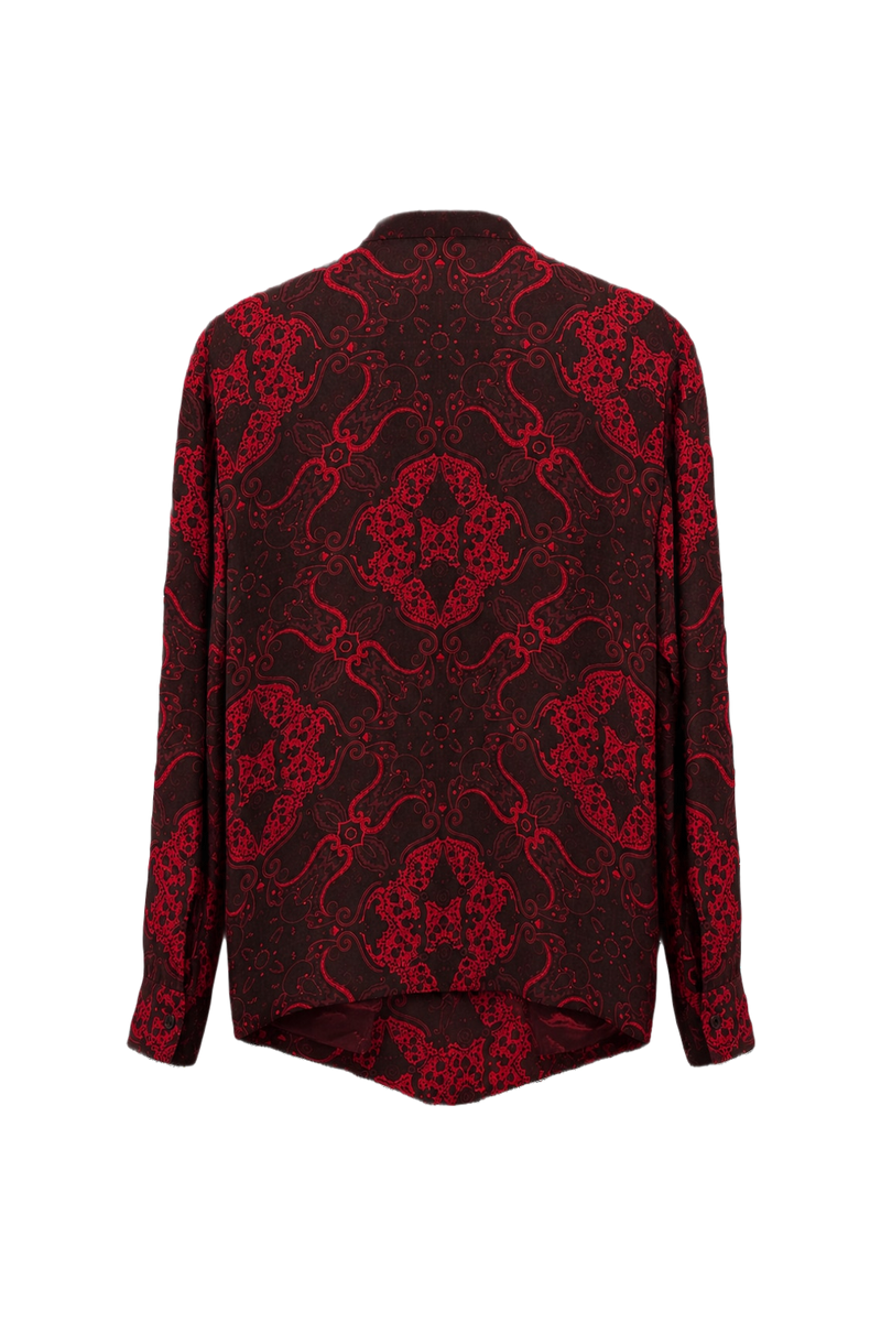 1990s Red Satin Blouse - Back View