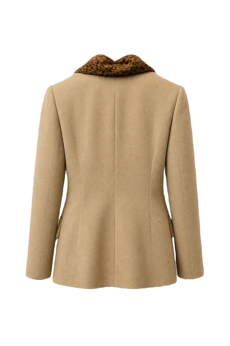 1980s Taupe Wool Blend Blazer - Back View