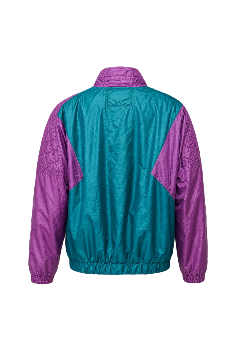 1980s Teal Nylon Jacket - Back View