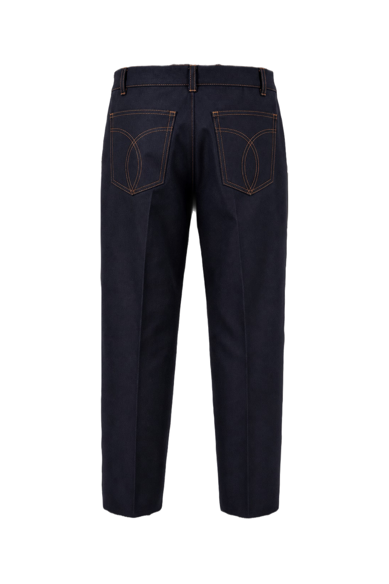 1980s Navy Blue Cotton Blend Pants - Back View