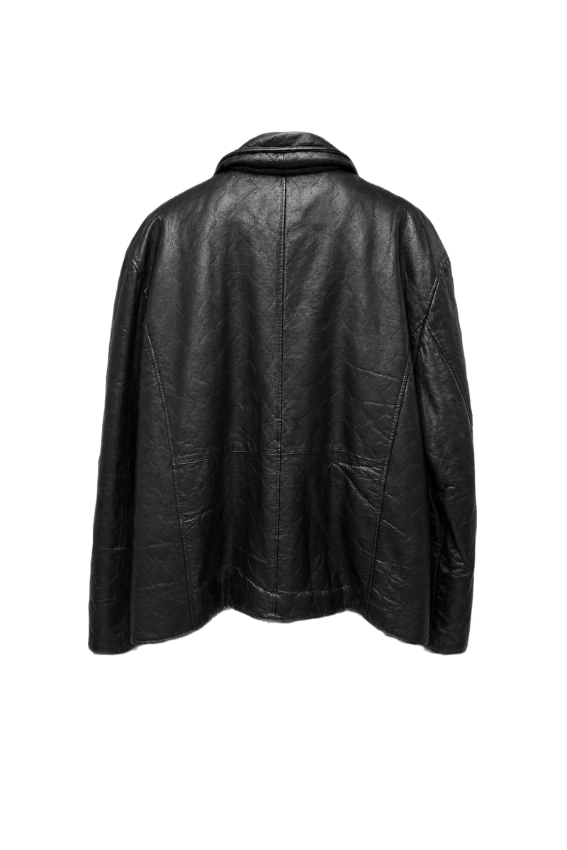 1990s Black Leather Jacket - Back View