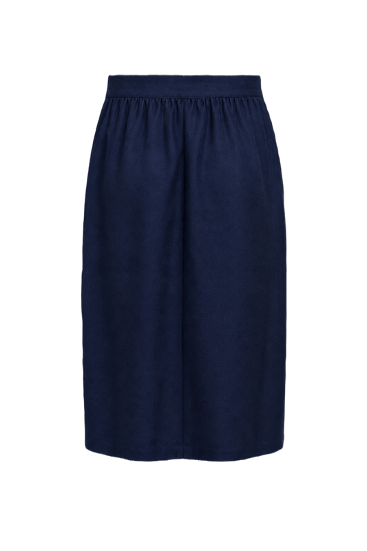 1970s Navy Blue Nylon Blend Skirt - Back View
