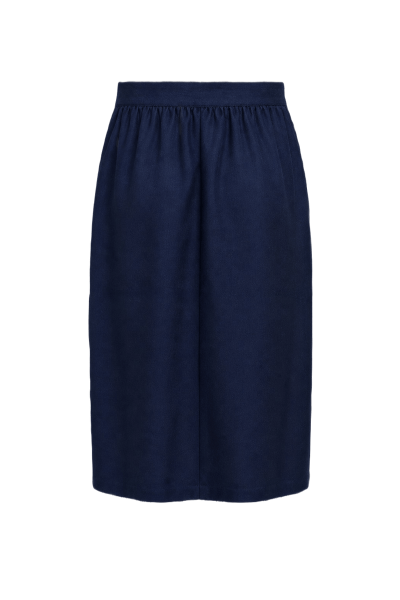 1970s Navy Blue Nylon Blend Skirt - Back View