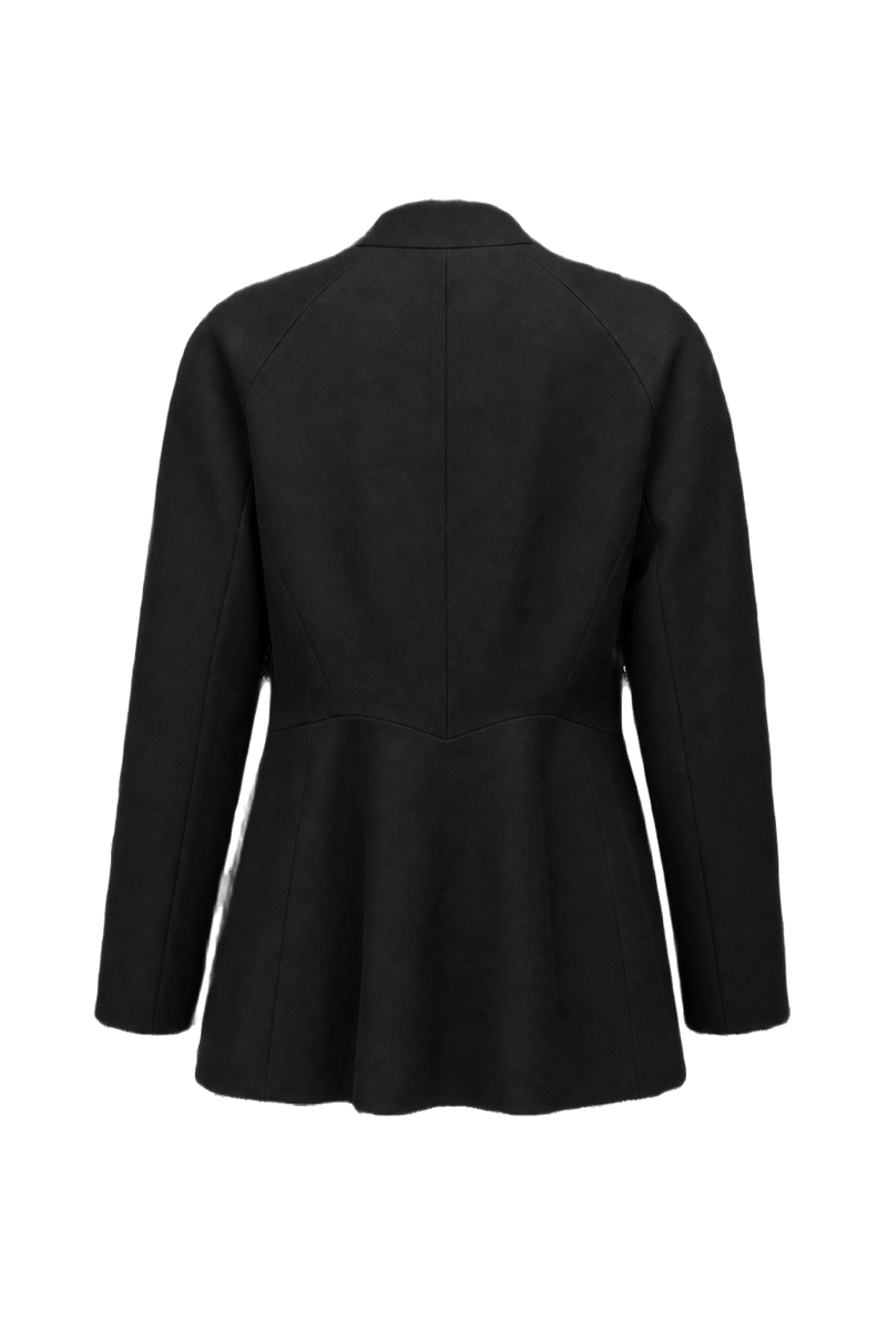 1980s Black Wool Blend Blazer - Back View