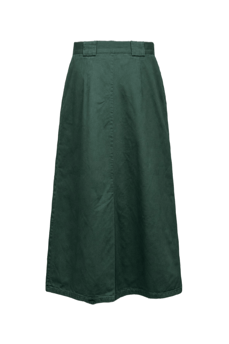 1970s Dark Green Cotton Blend Skirt - Back View