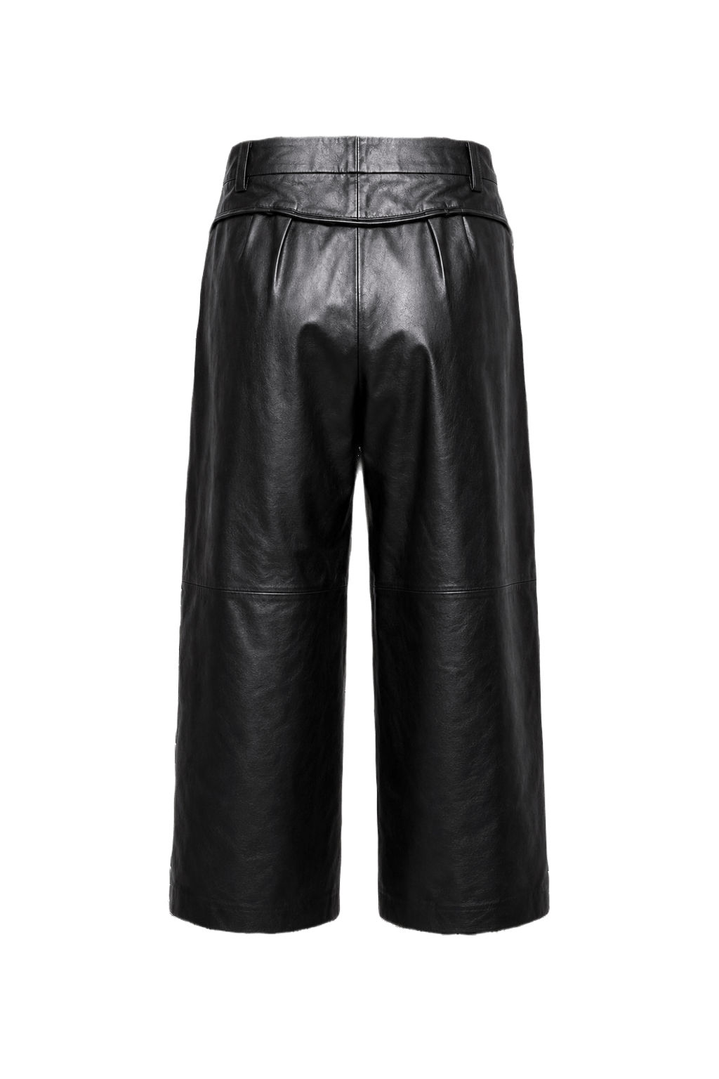 1990s Black Leather Wide-Leg Pants - Back View
