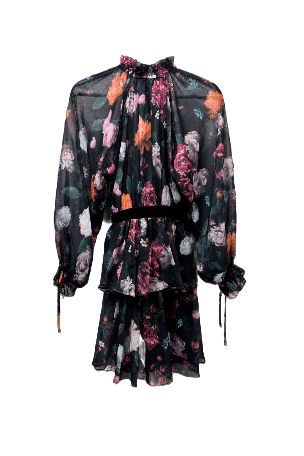 1990s Black Chiffon Dress - Back View