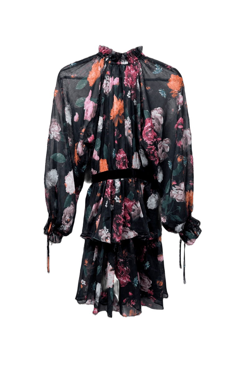 1990s Black Chiffon Dress - Back View