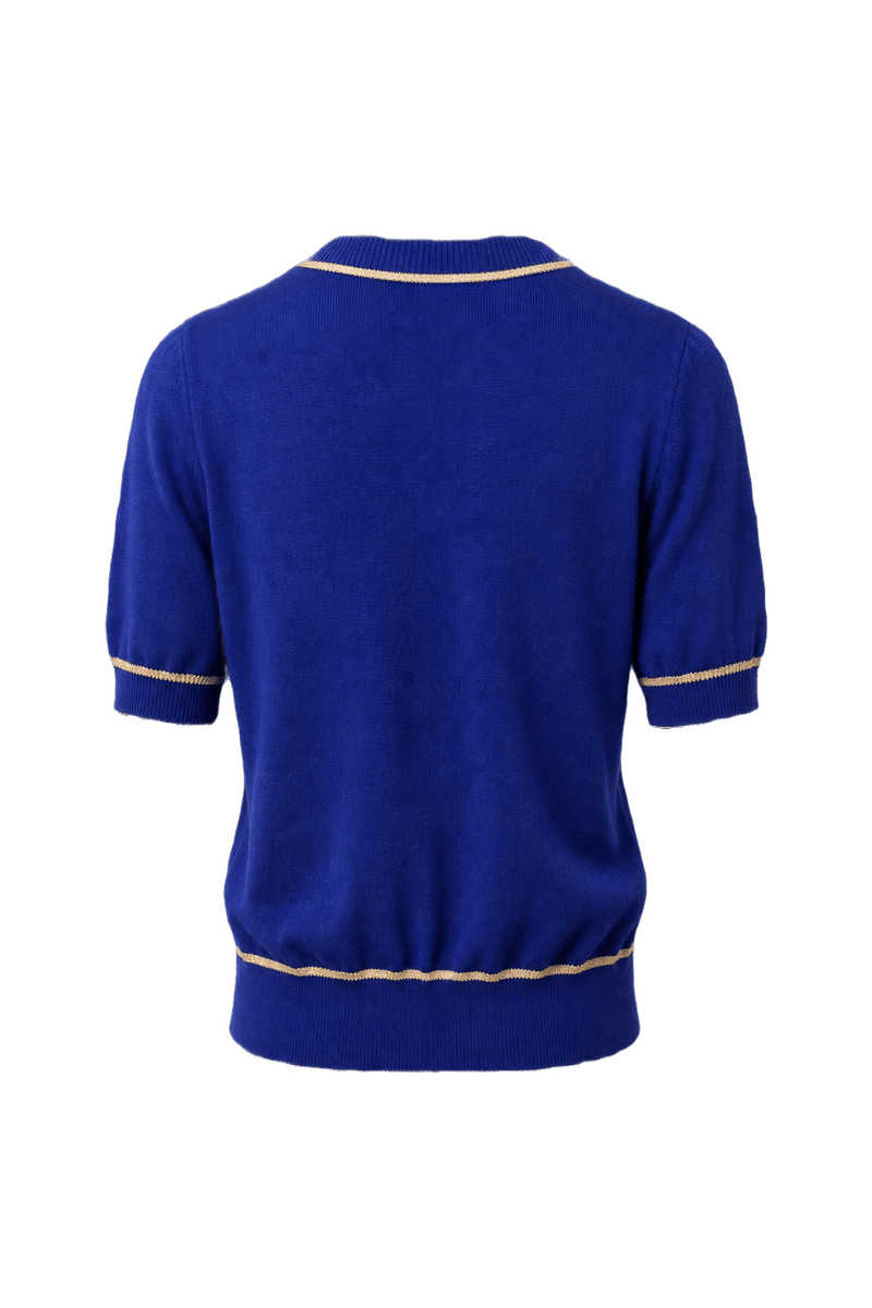 1980s Royal Blue Wool Blend Sweater - Back View