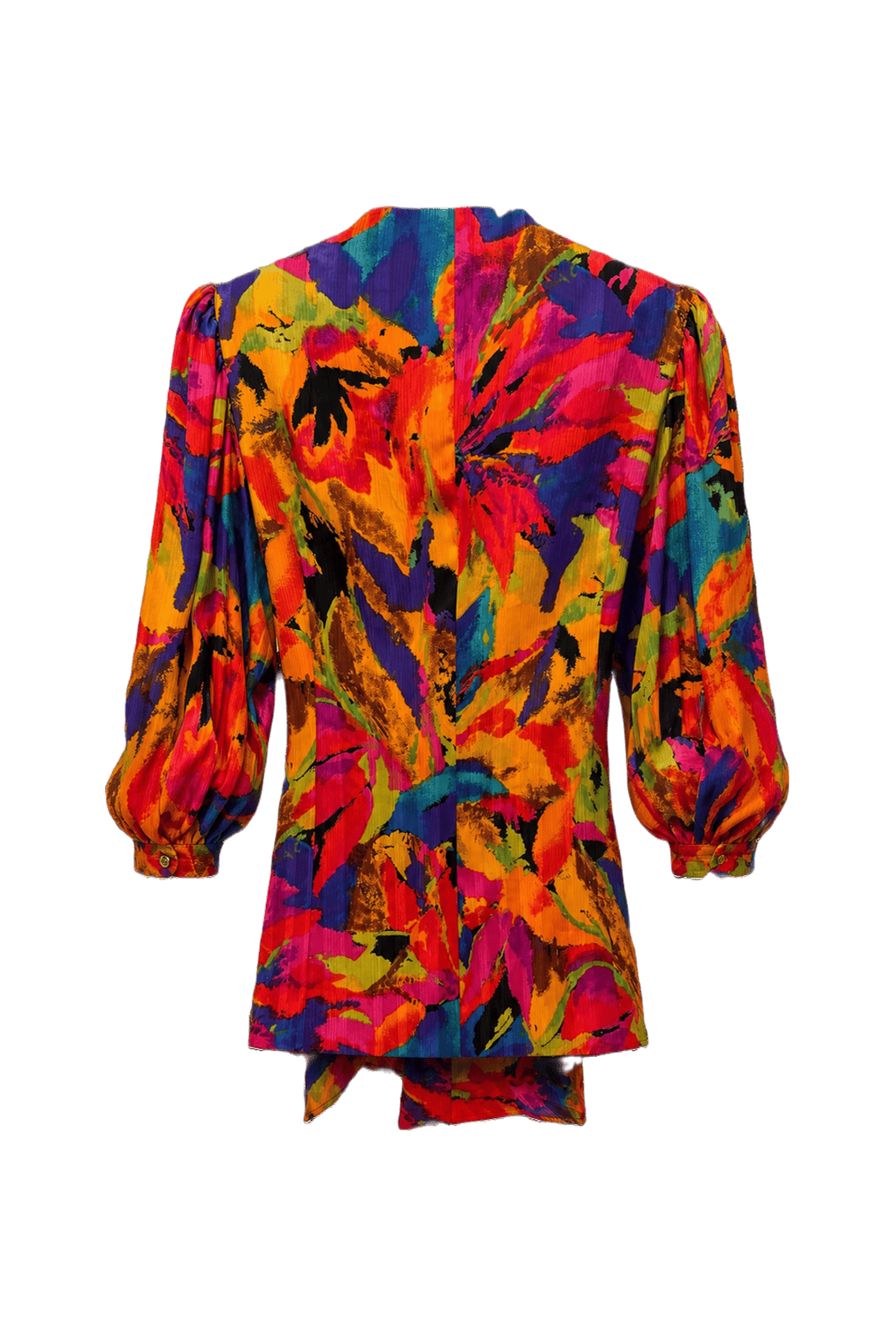 1980s Multicolor Polyester Blouse - Back View