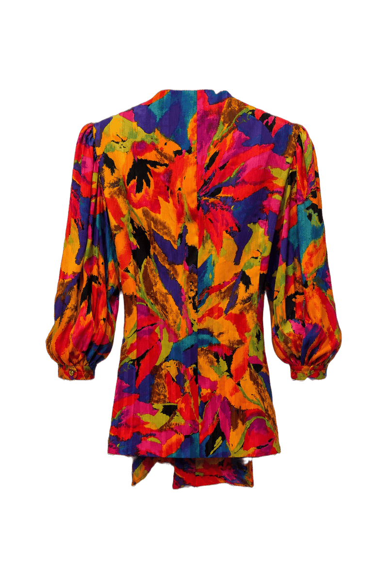 1980s Multicolor Polyester Blouse - Back View