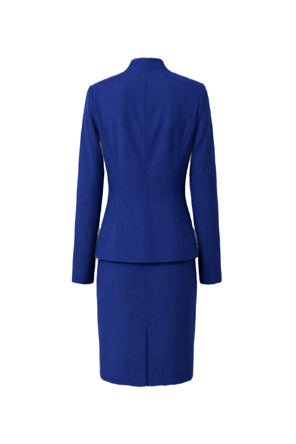 1980s Royal Blue Wool Blend Blazer and Skirt Set - Back View