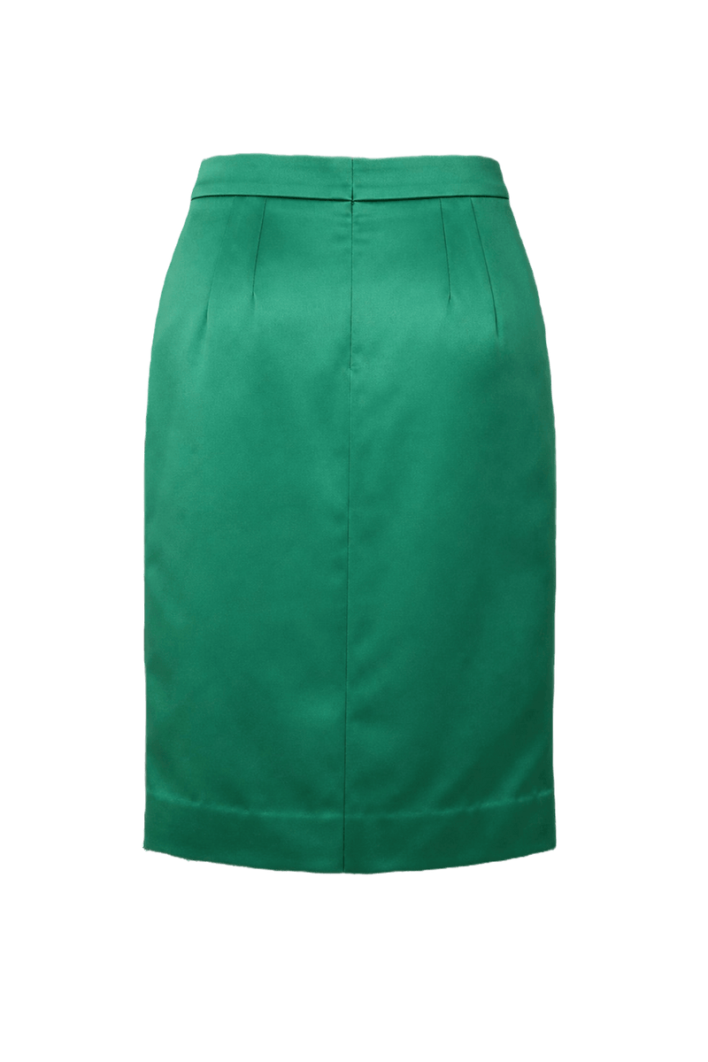 1980s Emerald Green Polyester Skirt - Back View