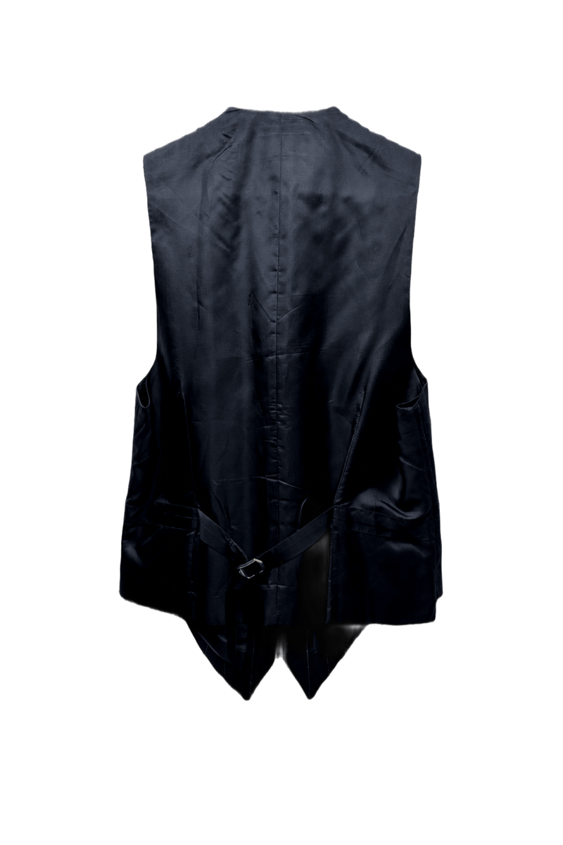 1980s Navy Blue Wool Vest - Back View