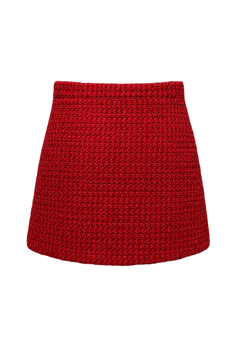 1980s Red Wool Blend Skirt - Back View