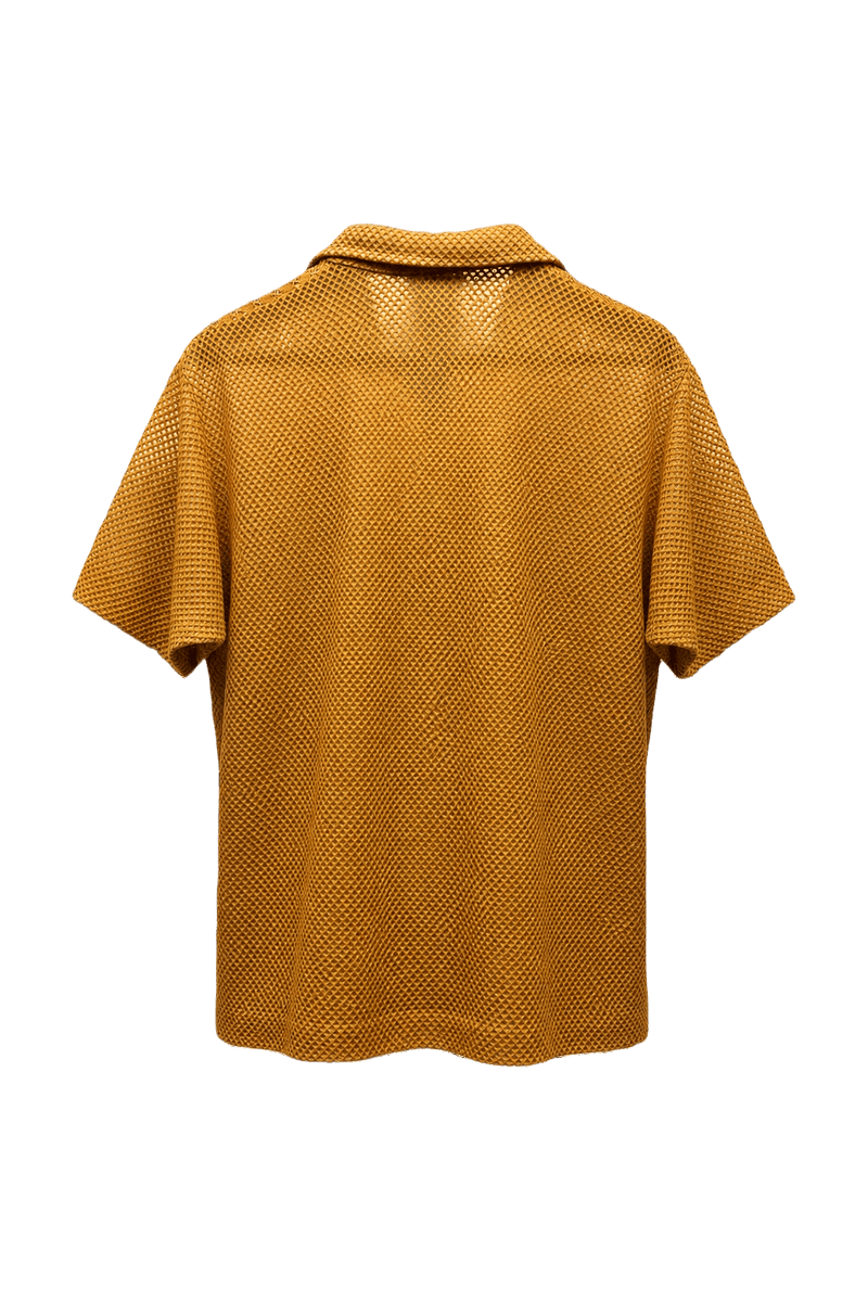 1970s Mustard Yellow Knit Shirt - Back View