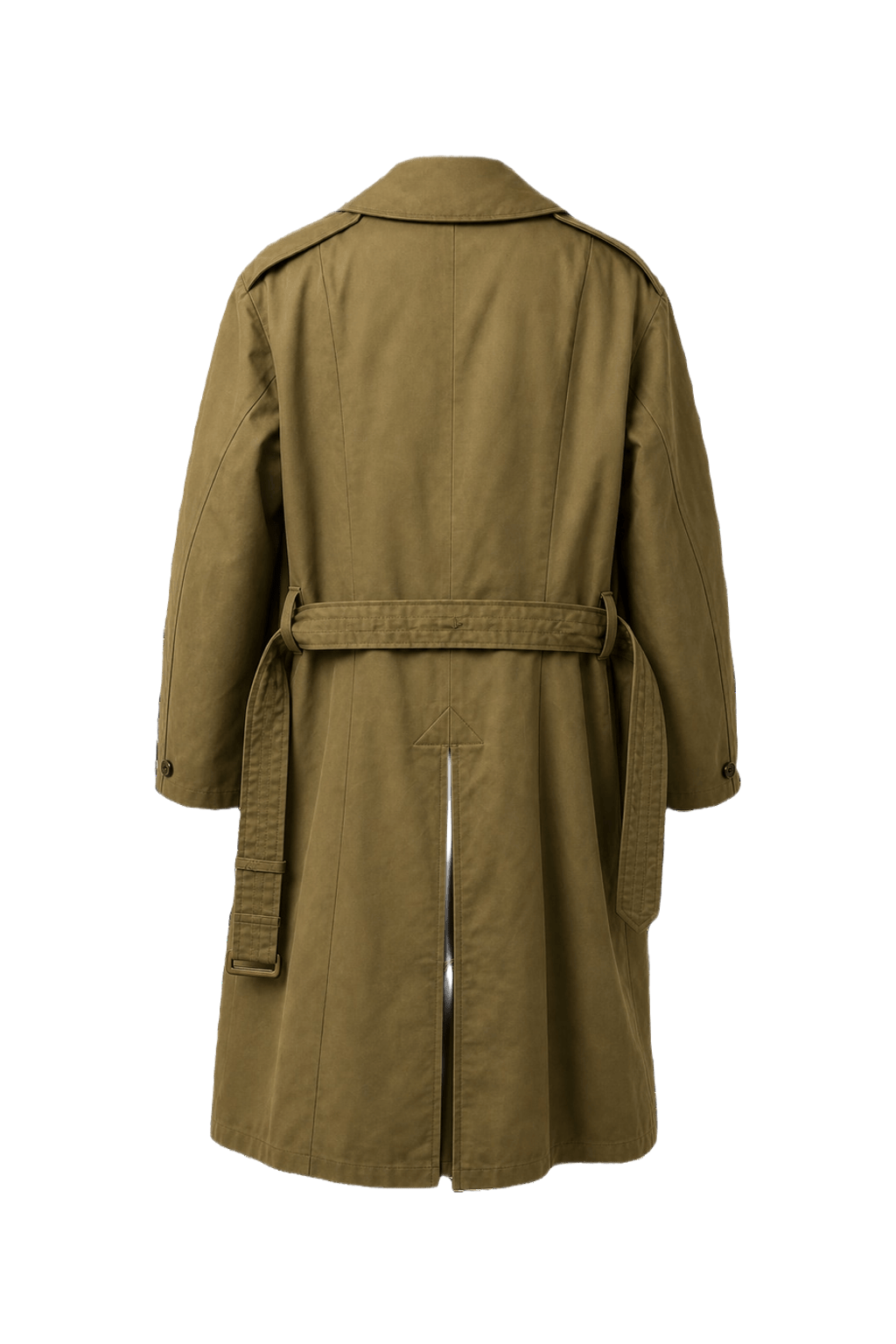 1940s Olive Green Cotton Trench Coat - Back View