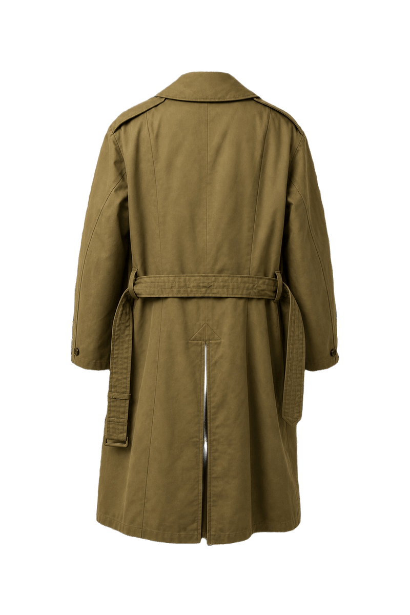 1940s Olive Green Cotton Trench Coat - Back View