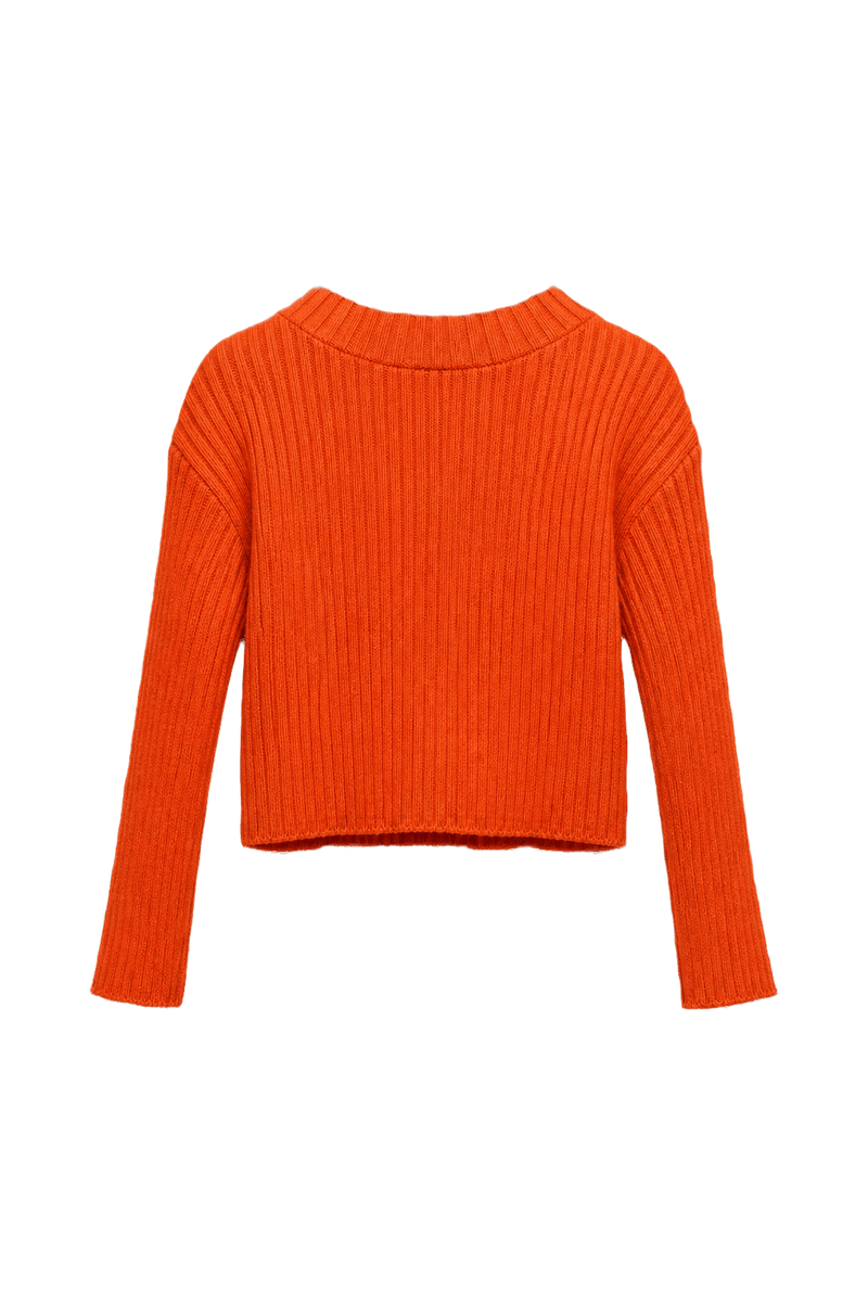 1990s Orange Cotton Blend Sweater - Back View