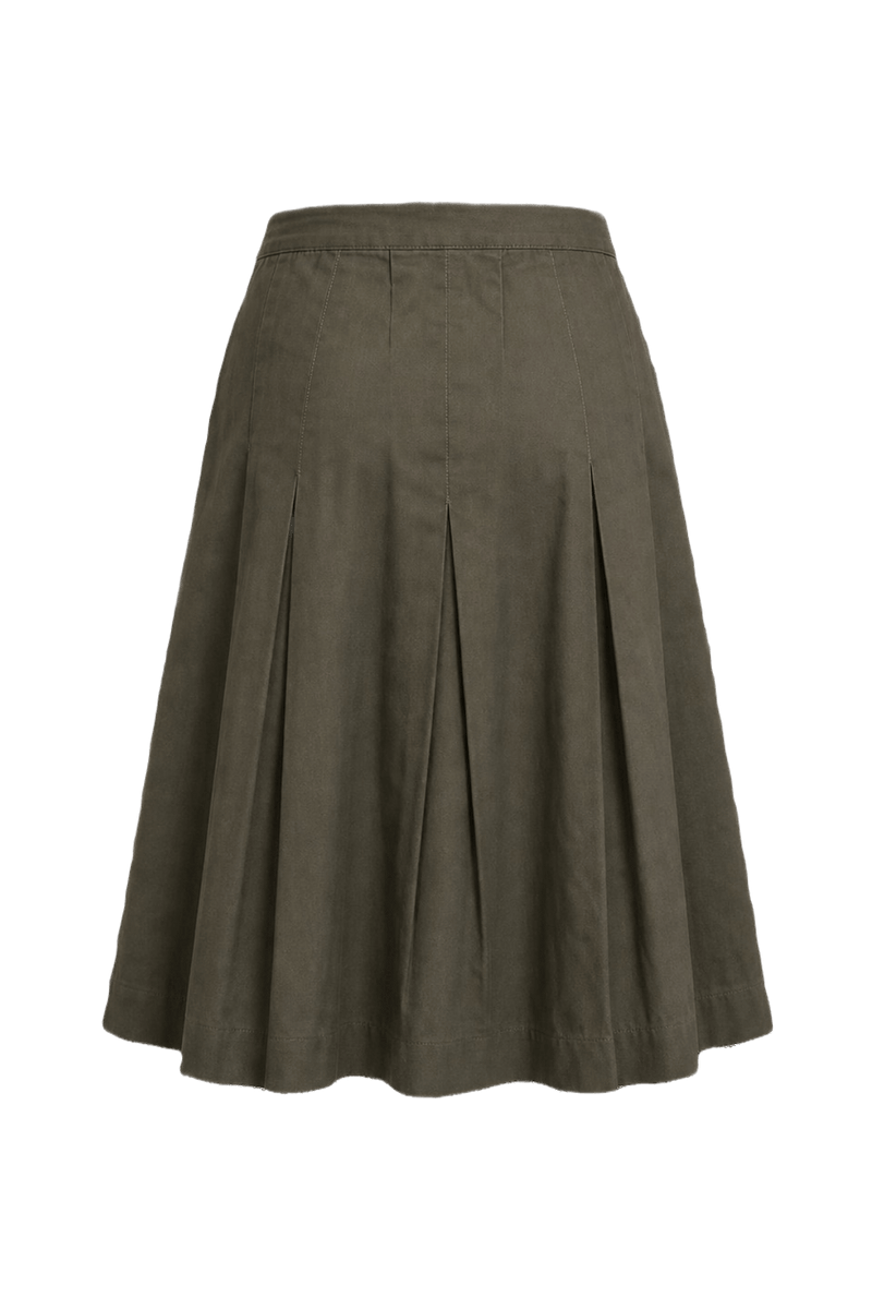1990s Olive Green Cotton Blend Skirt - Back View