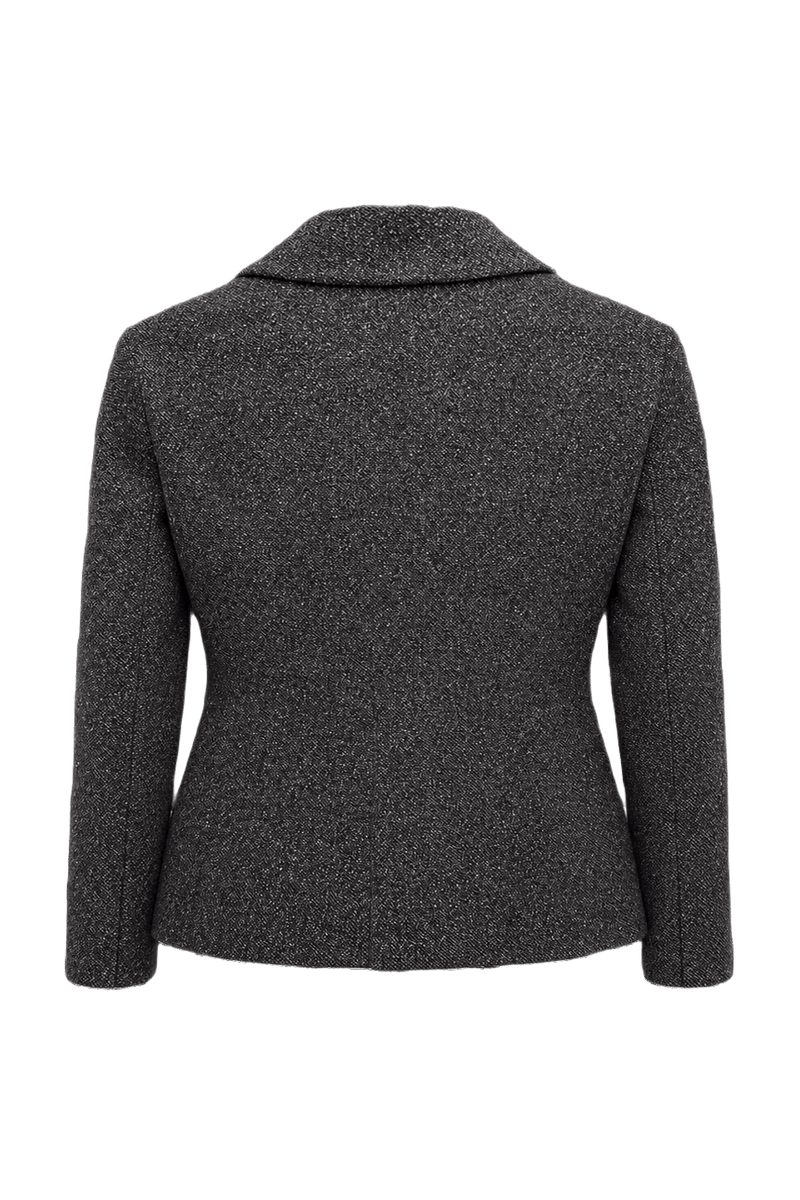 1980s Charcoal Grey Wool Blend Blazer - Back View