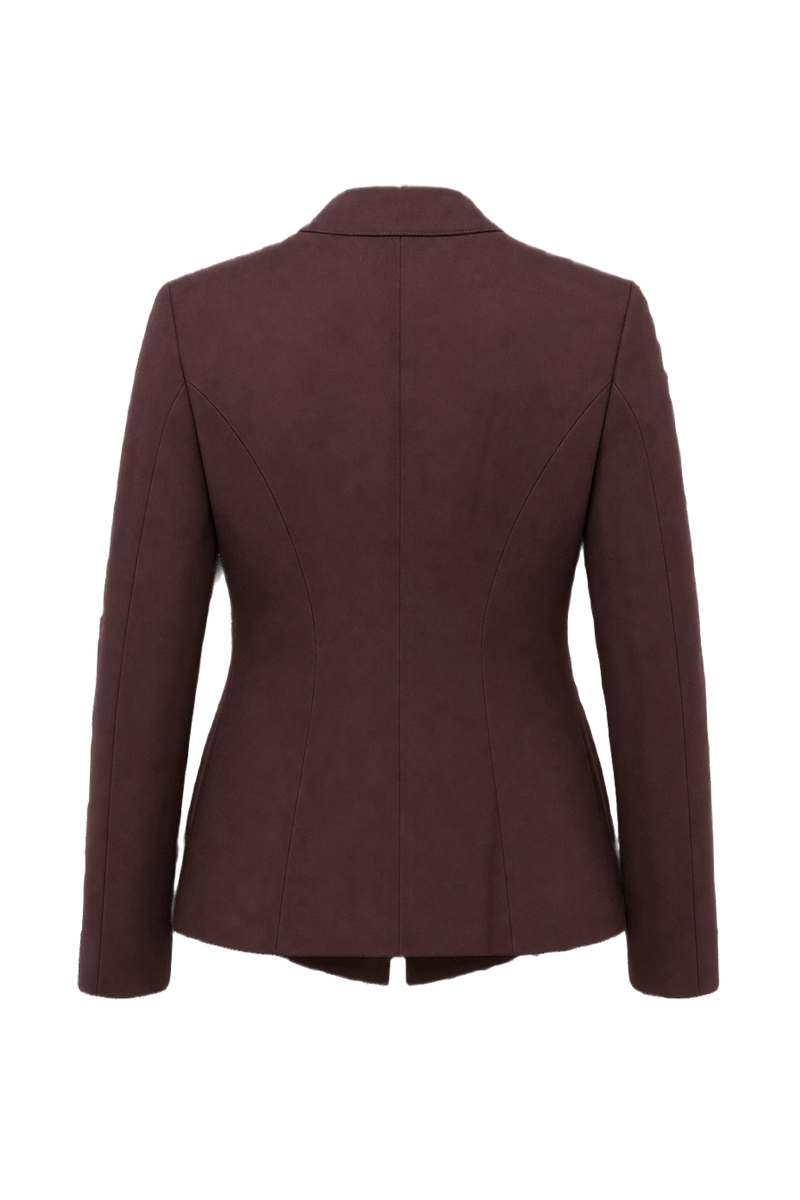 1990s Deep Burgundy Polyester Blazer - Back View