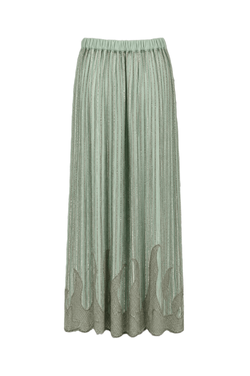 1950s Mint Green Synthetic Blend Skirt - Back View