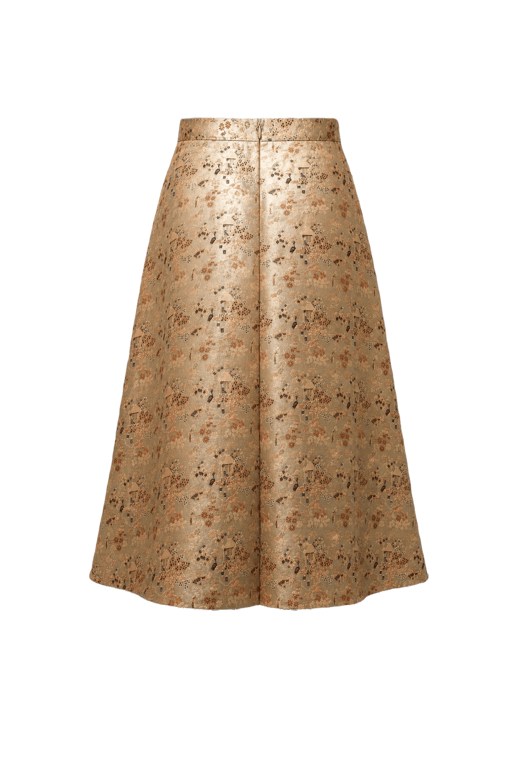 1970s Gold Satin A-line Skirt - Back View