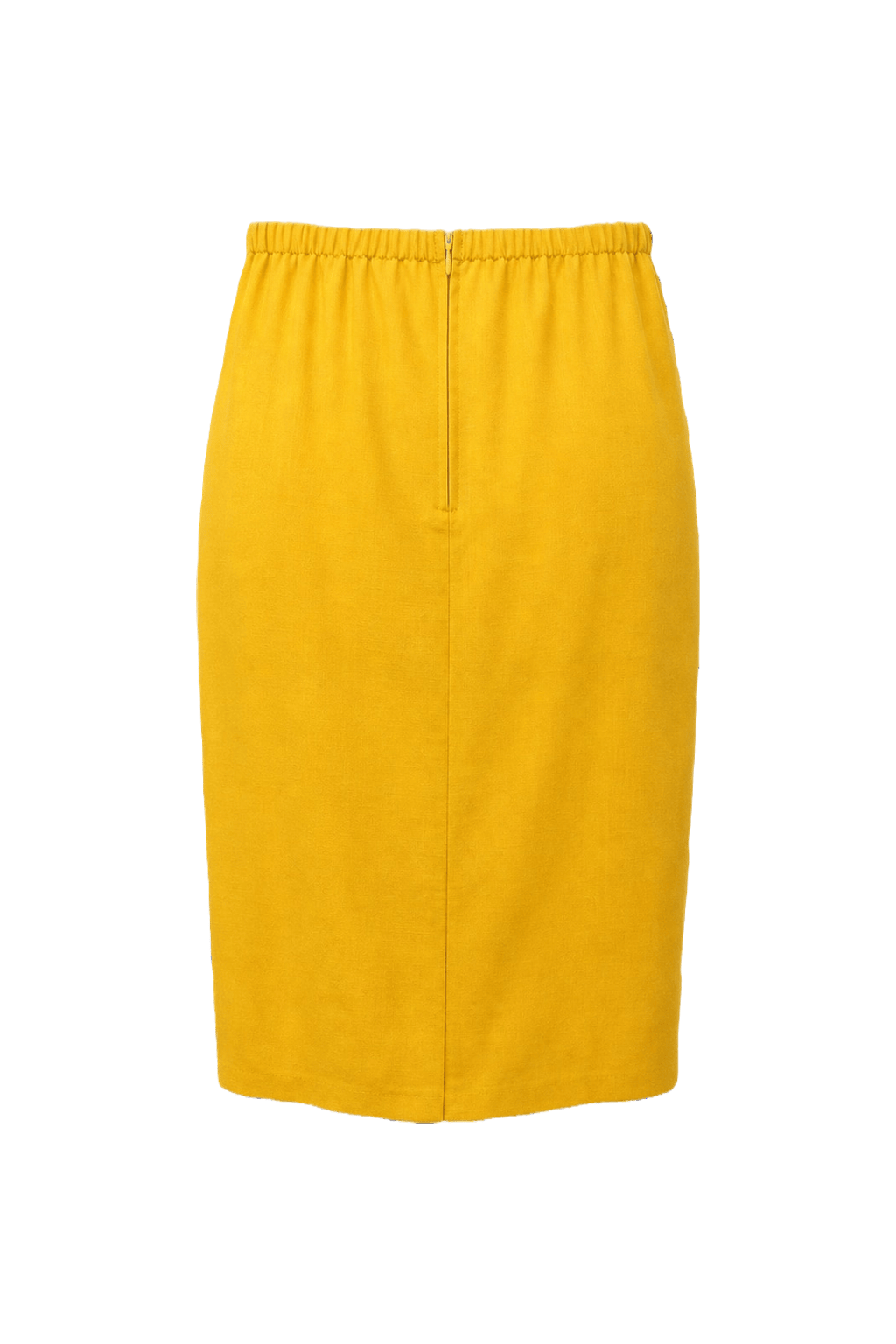 1980s Yellow Wool Blend Skirt - Back View