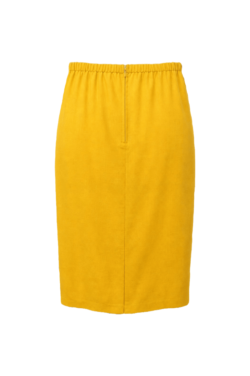 1980s Yellow Wool Blend Skirt - Back View