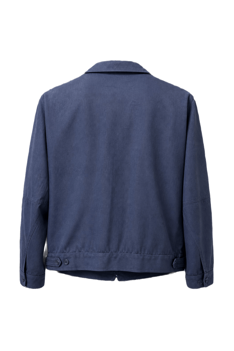1970s Navy Blue Cotton Blend Jacket - Back View