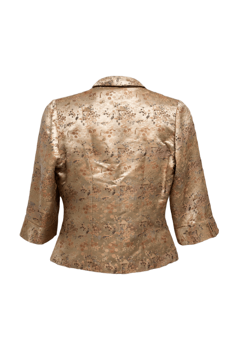 1970s Gold Satin Blouse - Back View