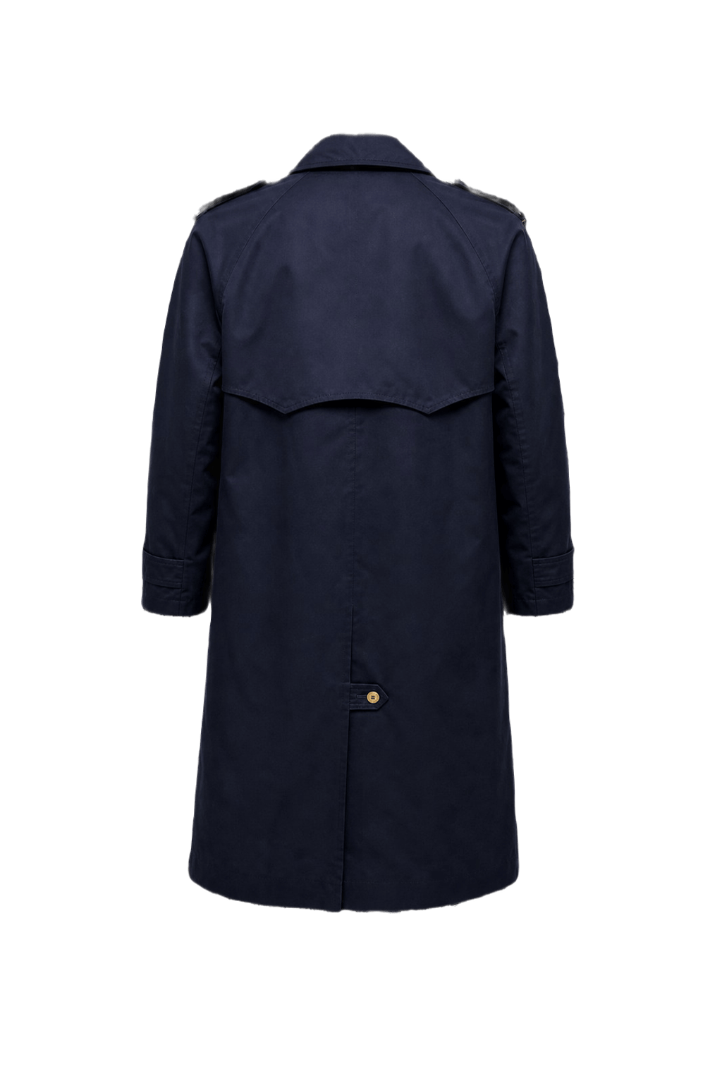 1980s Navy Blue Cotton Blend Trench Coat - Back View