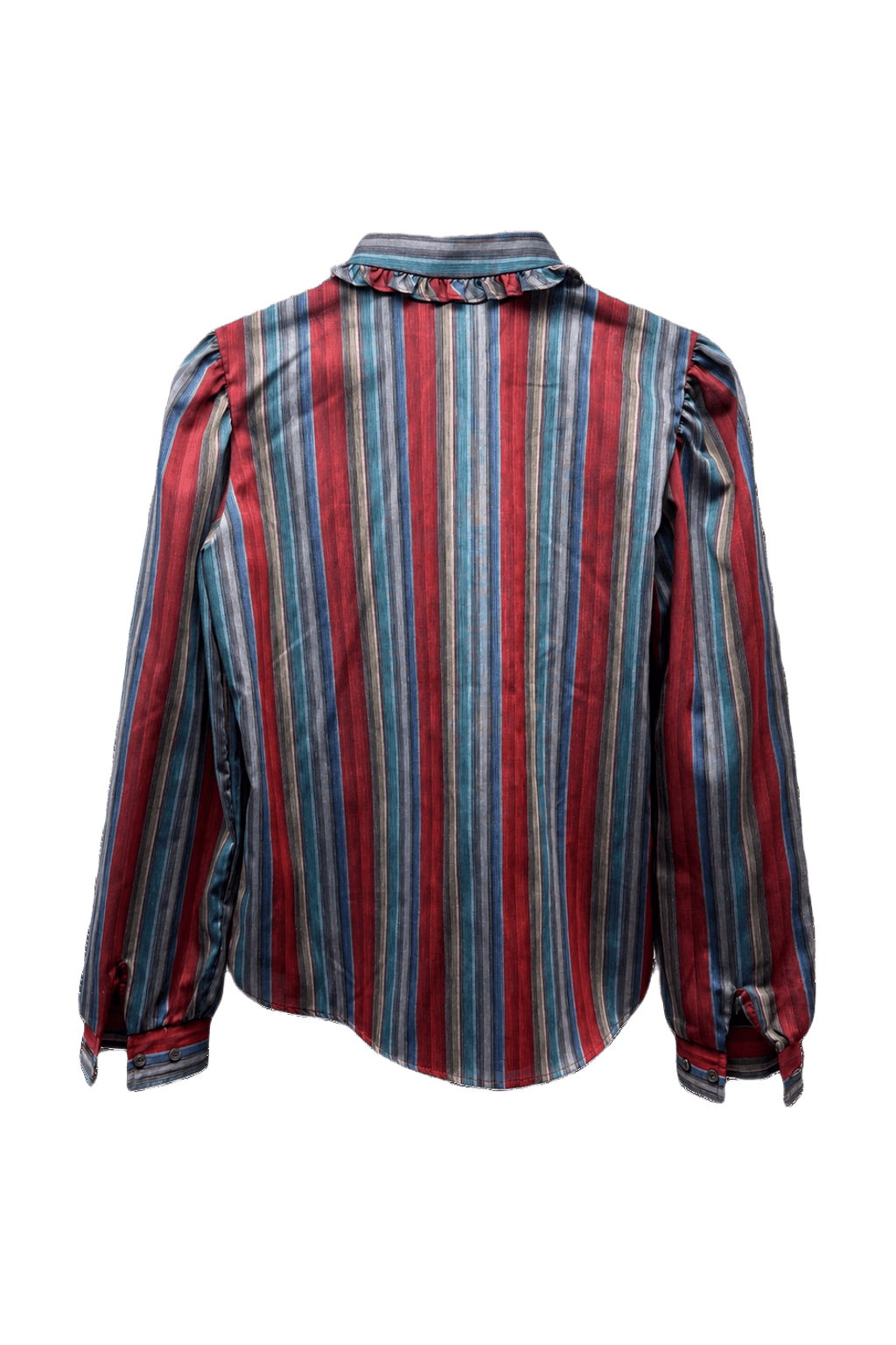 1970s Multicolor Cotton Blend Blouse - Back View