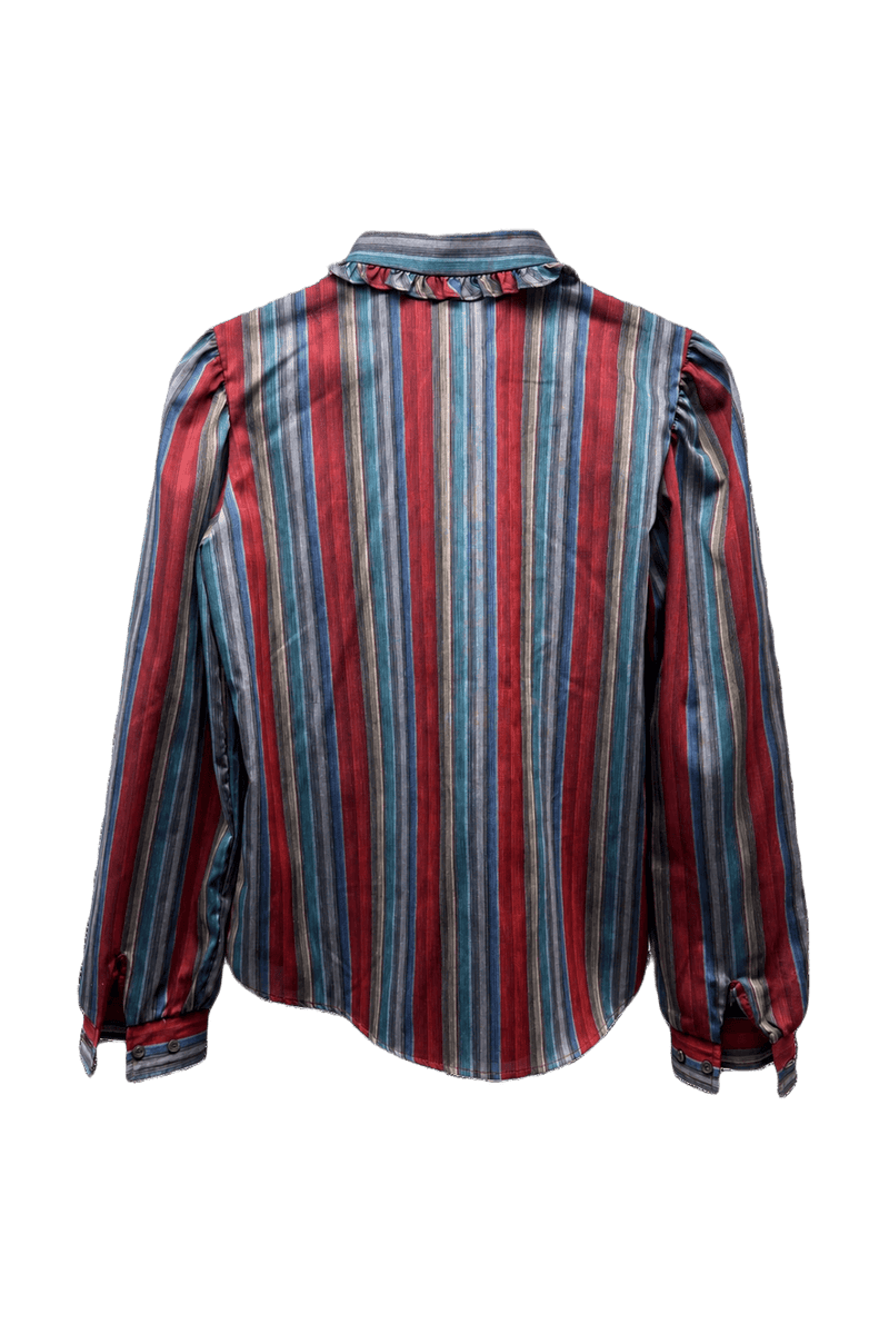 1970s Multicolor Cotton Blend Blouse - Back View