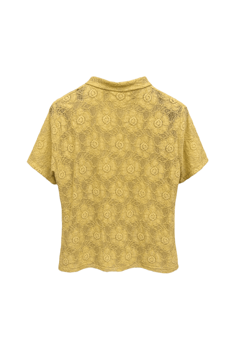 1960s Yellow Synthetic Blend Blouse - Back View