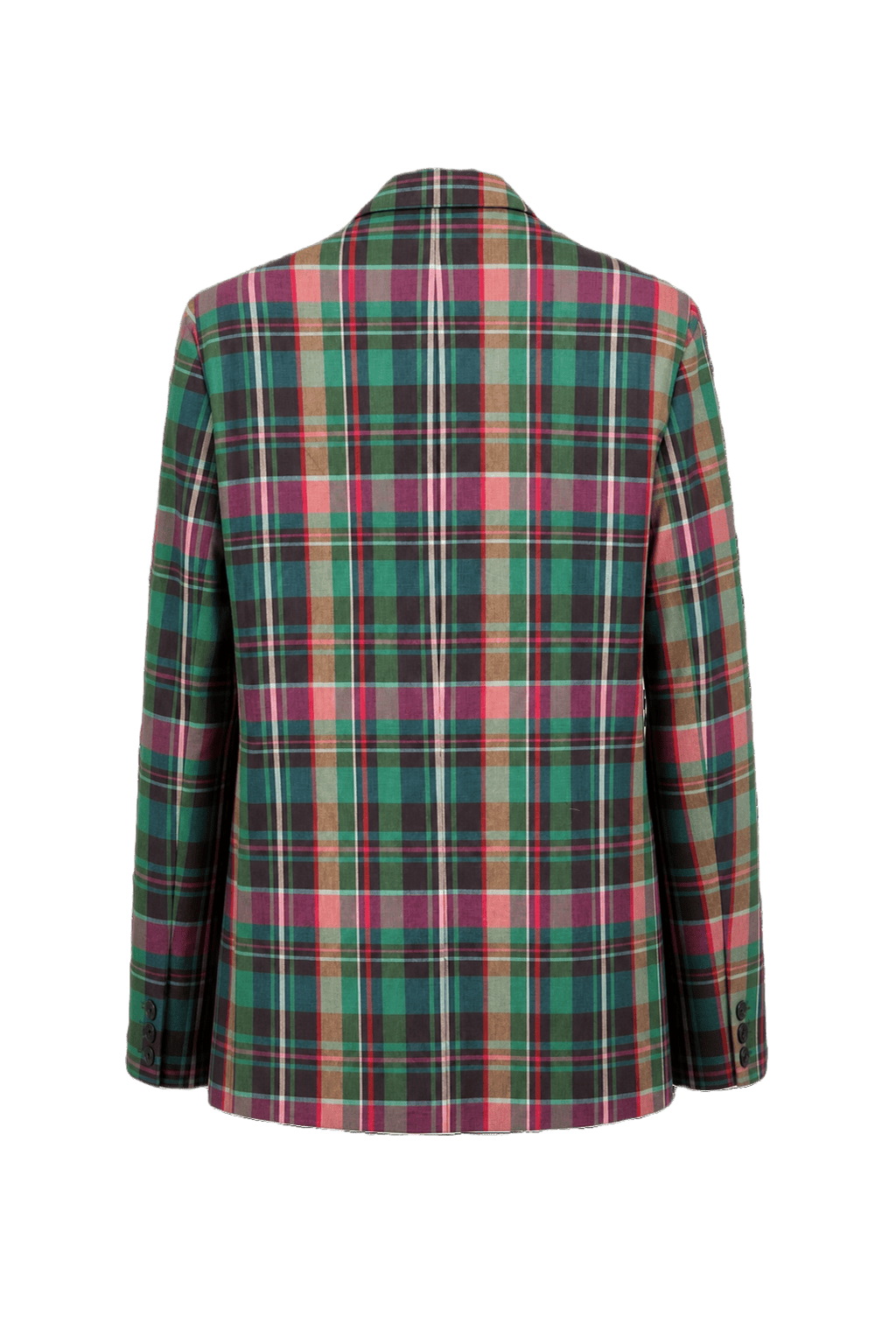 1980s Green Plaid Wool Blend Blazer - Back View