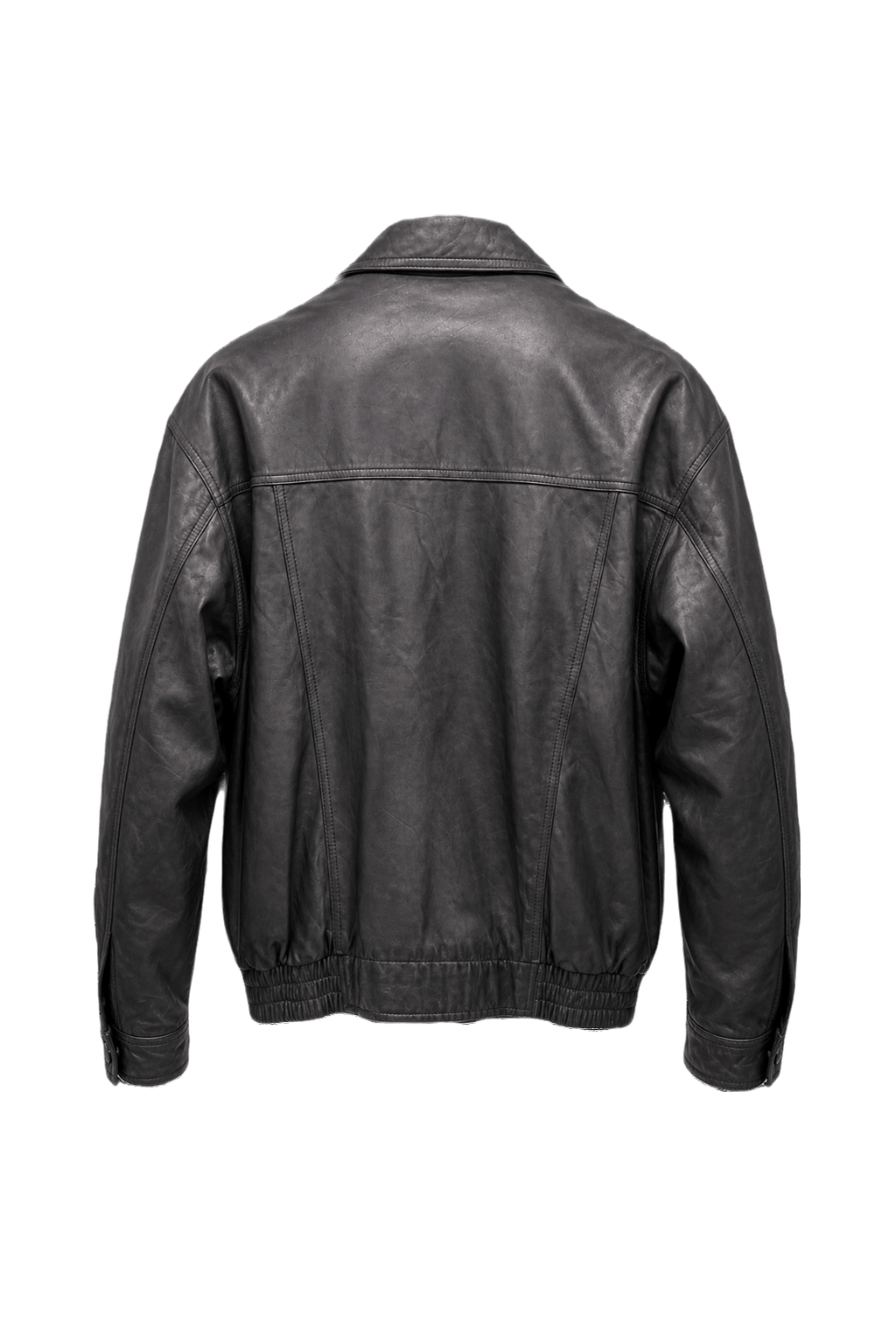 1980s Black Leather Jacket - Back View